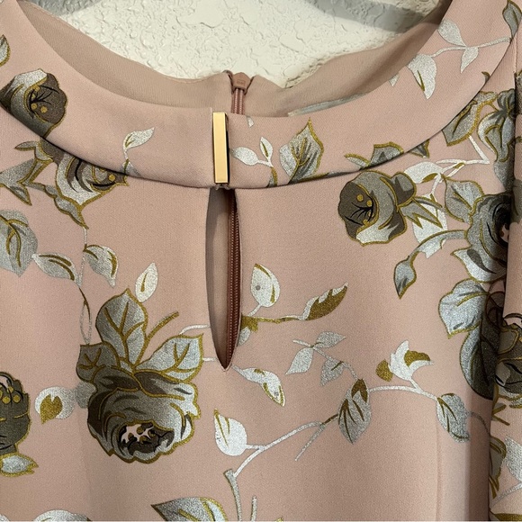 Enfocus Studio Pink Silver Floral Sleeveless Back Zip Midi Dress Womens Size 10 - Picture 4 of 12